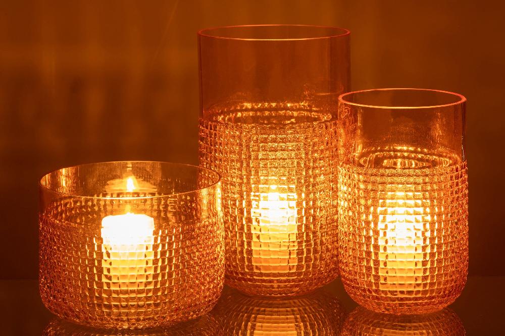 Emob Vaas Patroon Glas Oranje Medium