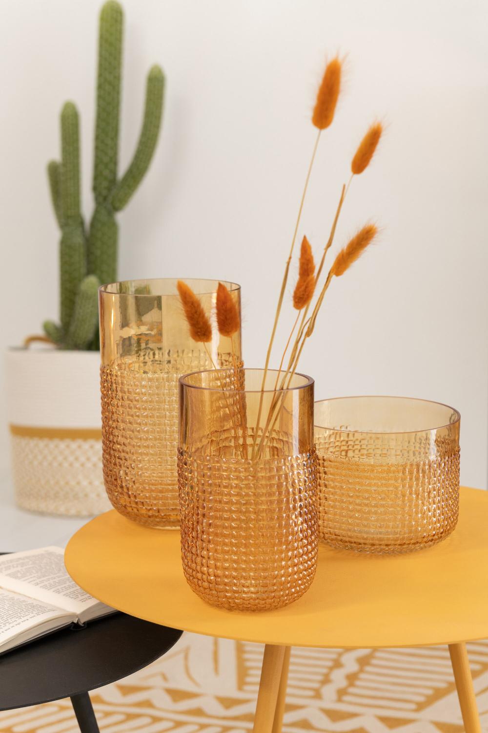 Emob Vaas Patroon Glas Oranje Medium