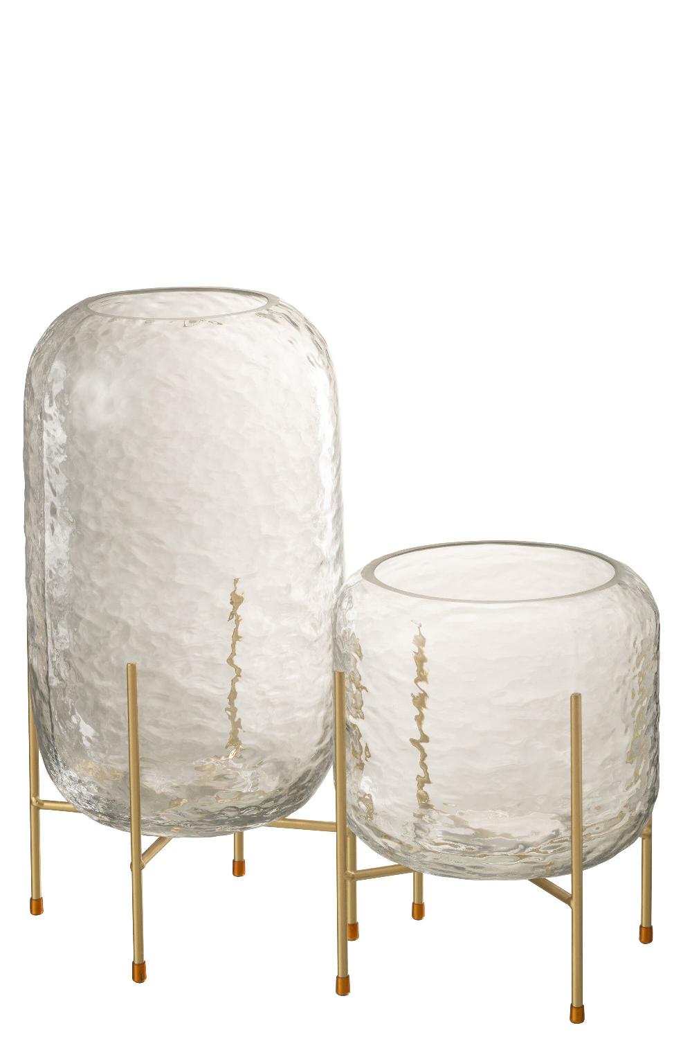 Emob Vaas Rond Op Voet Glas Transparant Large