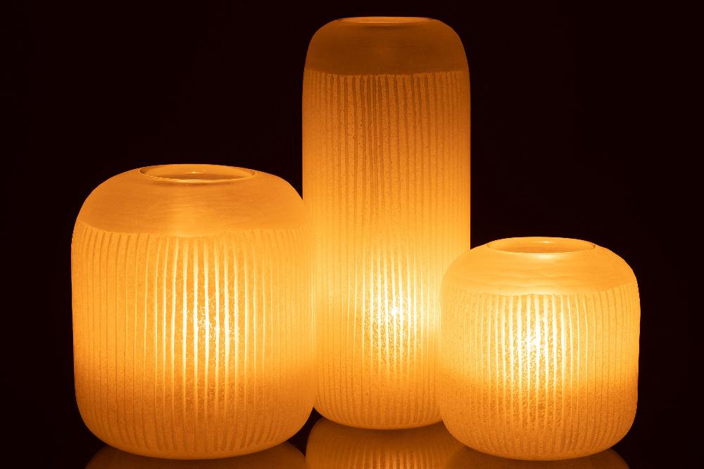 Emob Vaas Strepen Glas Licht Geel Large