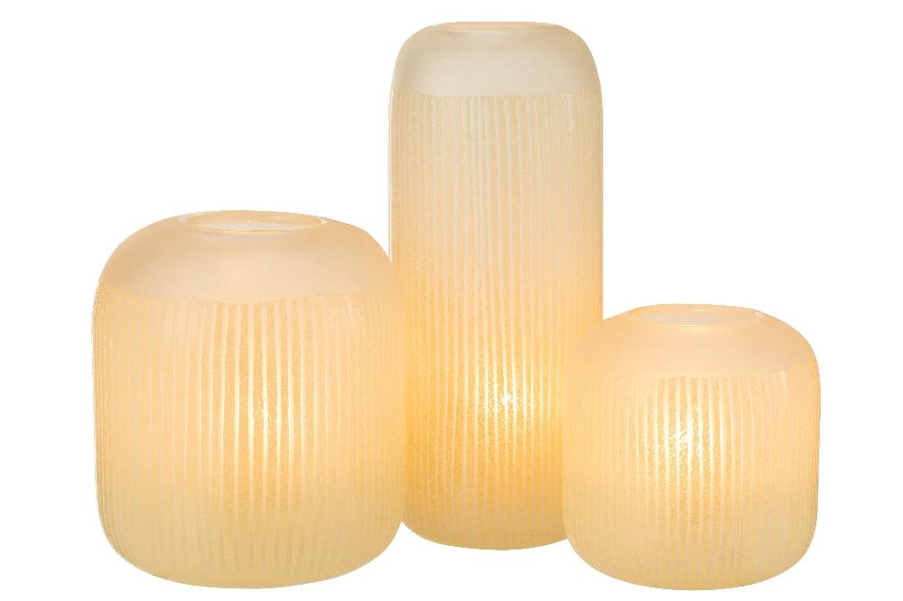 Emob Vaas Strepen Glas Licht Geel Large