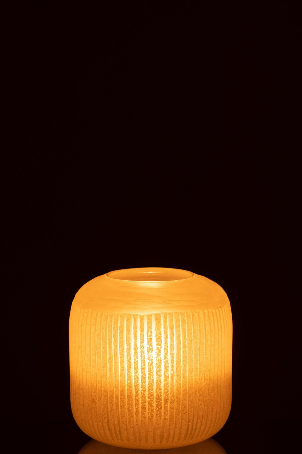 Emob Vaas Strepen Glas Licht Geel Small