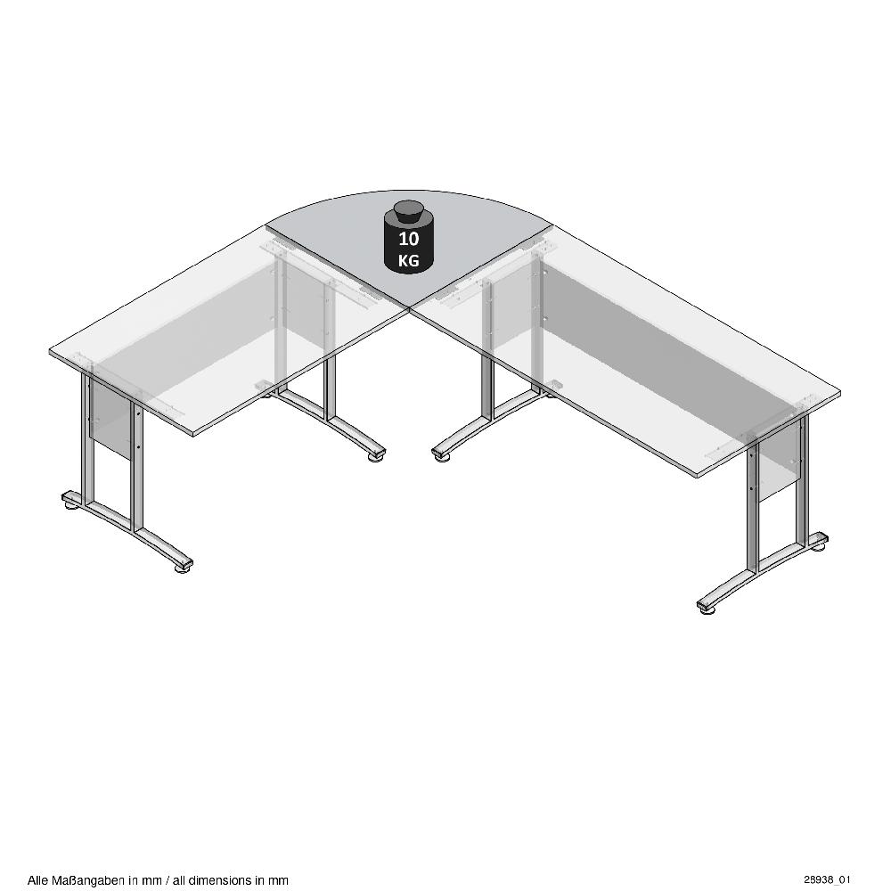 Emob Verbindingsstuk Bureau Gabi - Hoogglans Wit