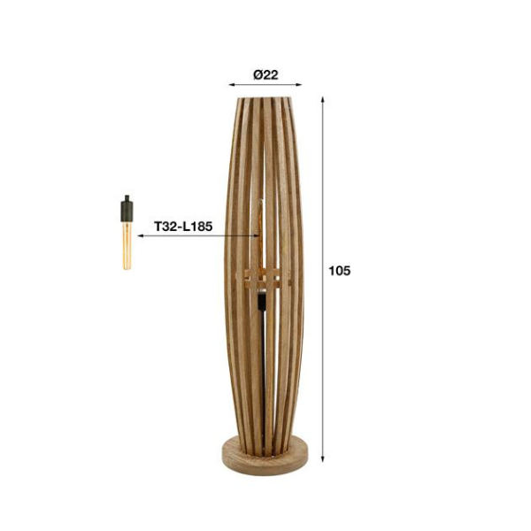 Emob Vloerlamp Vivian - 22x105x22 Cm - Mangohout/beige