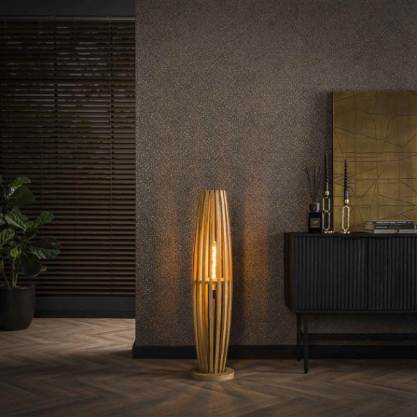 emob Vloerlamp Vivian - 22x105x22 cm - Mangohout/beige