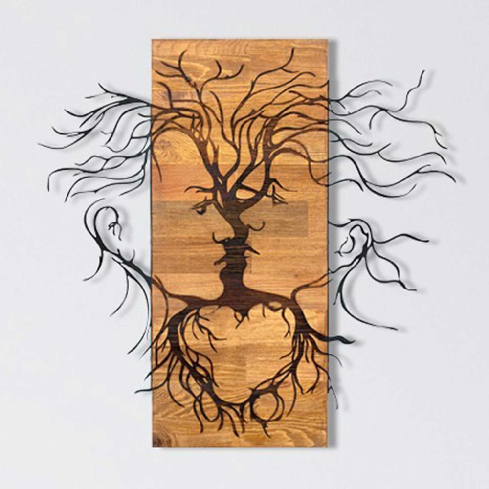 emob Wanddecoratie Wallity Boom - metaal/notenhout