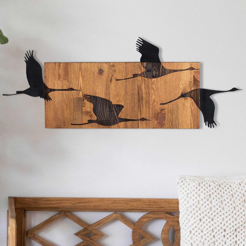 emob Wanddecoratie Wallity Ganzen - metaal/notenhout