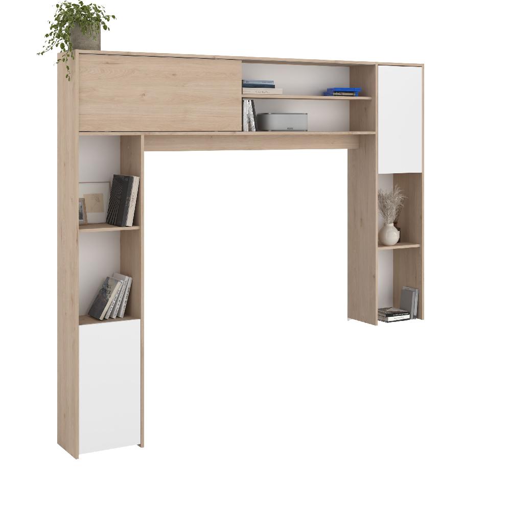 emob Wandkast Owen - 216x28x198cm - eikdecor/wit