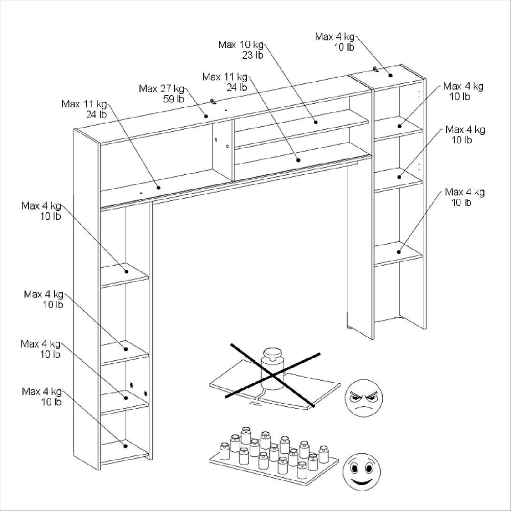 Emob Wandkast Owen - 216x28x198cm - Eikdecor/zwart