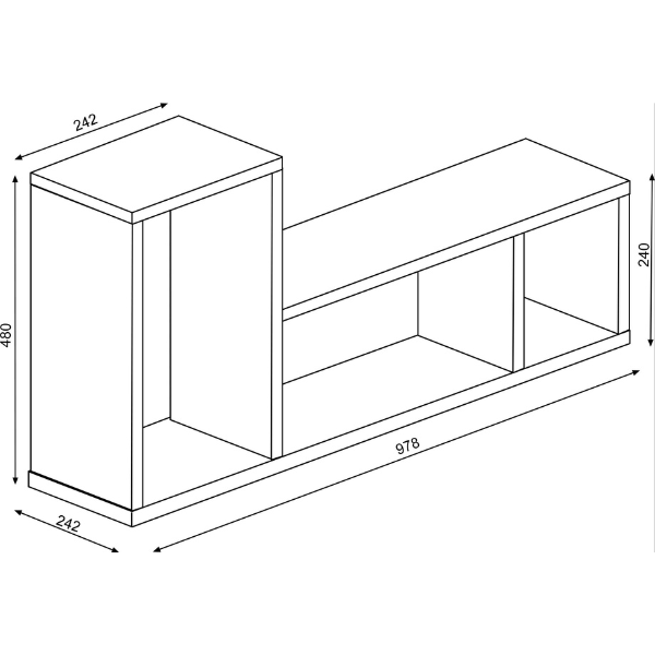 Emob Wandrek Bo0 98x24 Cm Met 3 Vakken - Antraciet