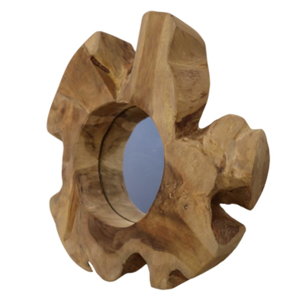 Emob Wandspiegel Kecik - Ø30cm - Teak Wortelhout