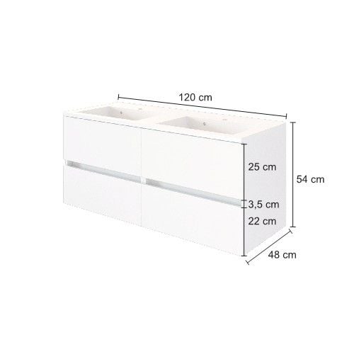 Emob Wastafelmeubel Brama 120cm 4 Lades - Wit