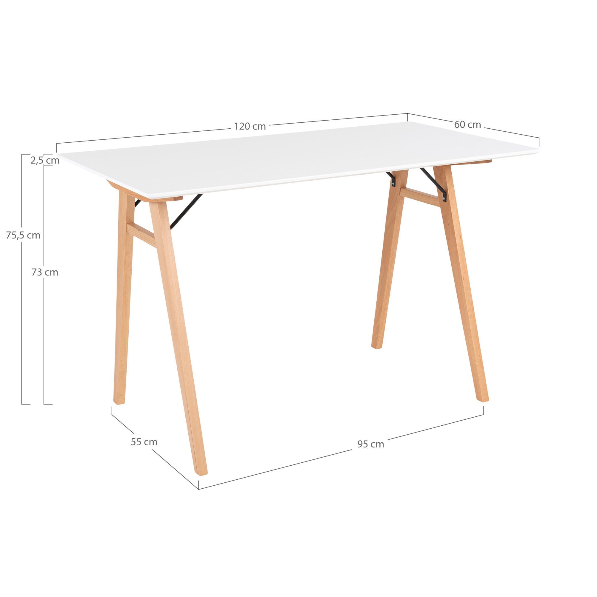 Emob Wit Vojens Bureau - 120x60x75 Cm
