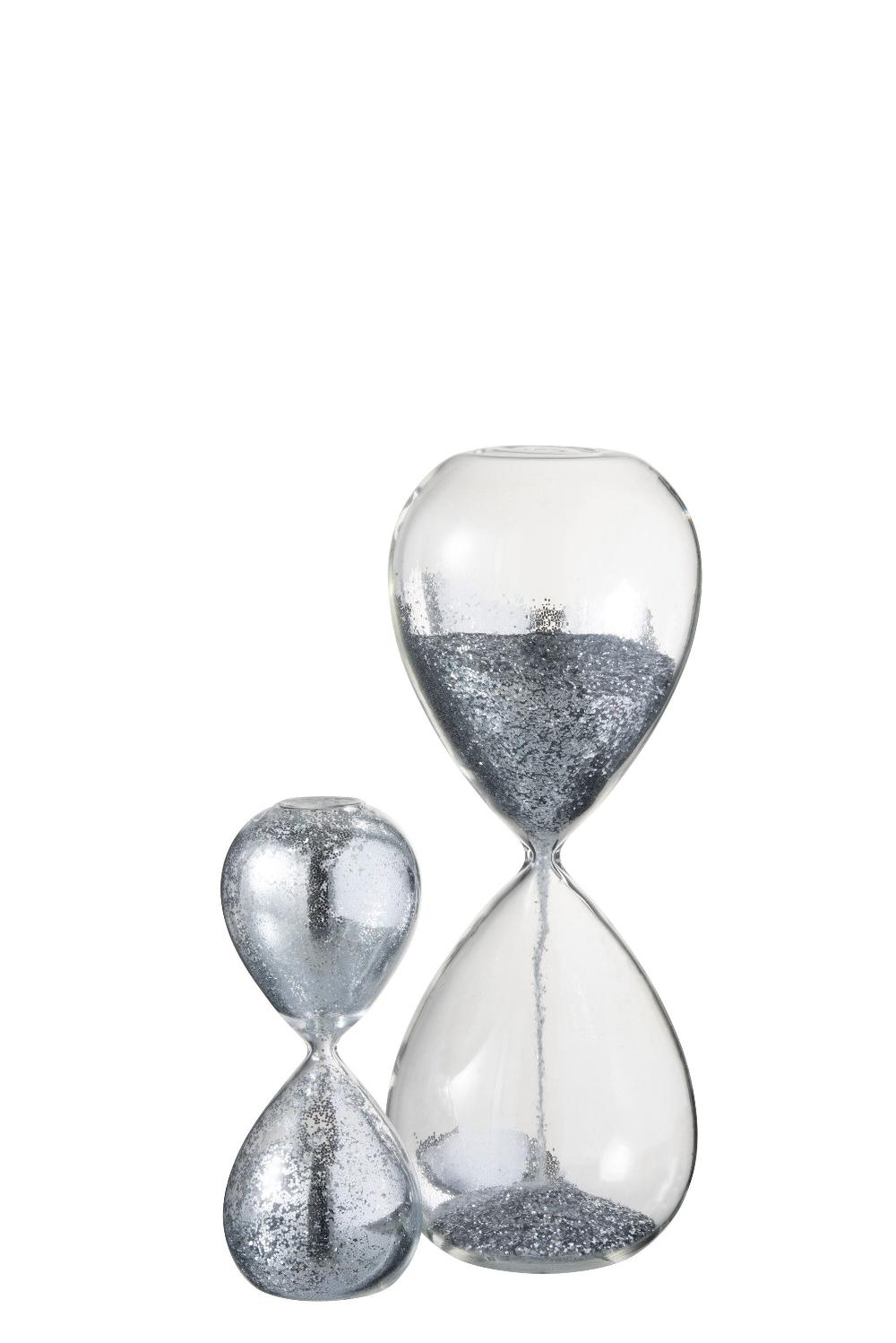 Emob Zandloper Parels Glas Zilv Extra Large