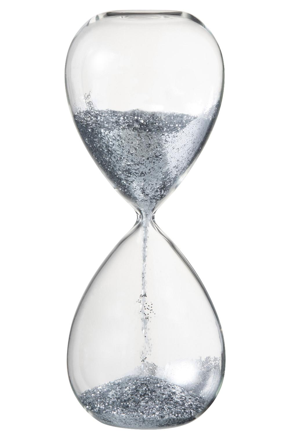 Emob Zandloper Parels Glas Zilv Extra Large