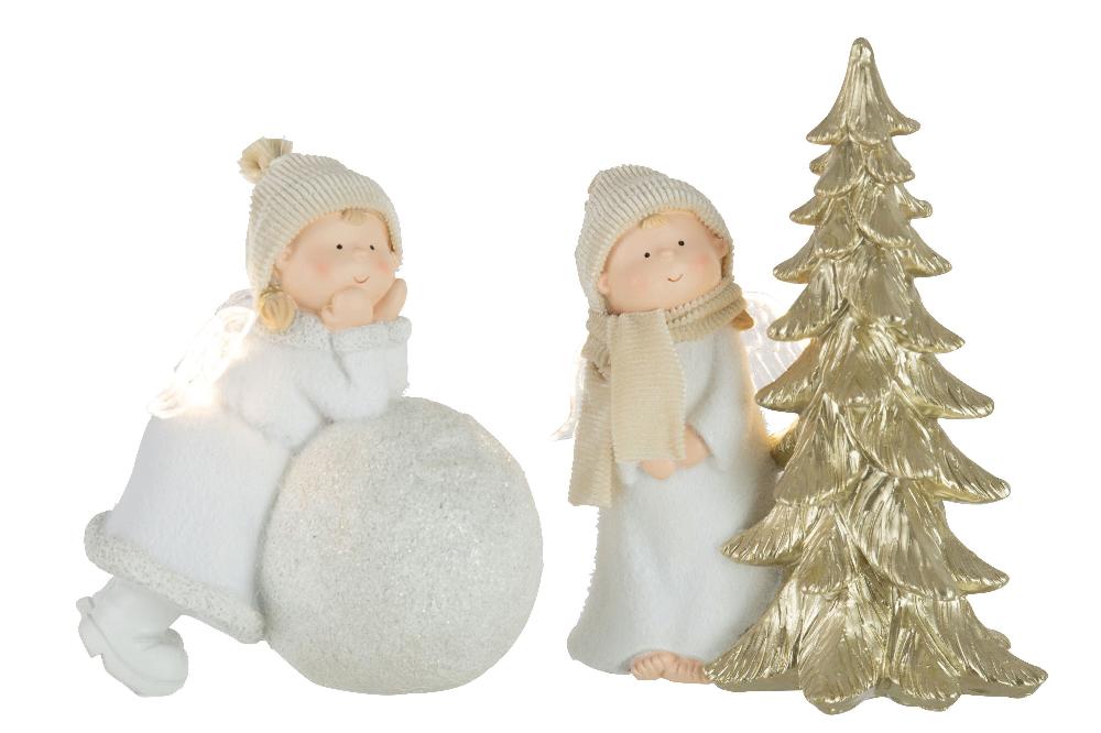 Emob Engel Led Zittend Sneeuwbal Kerstboom Assortiment Van 2