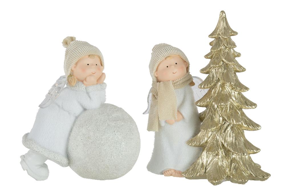 Emob Engel Led Zittend Sneeuwbal Kerstboom Assortiment Van 2