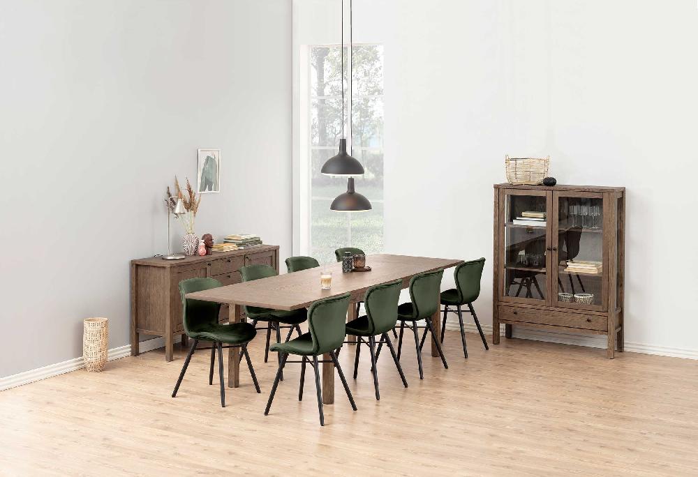 Emob Fluwelen Stoel Tilda Met Schuine Poten - Bosgroen/zwart