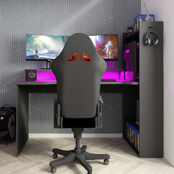 Emob Gaming Bureau Zayn 150x70x140cm Spaanplaat - Antraciet