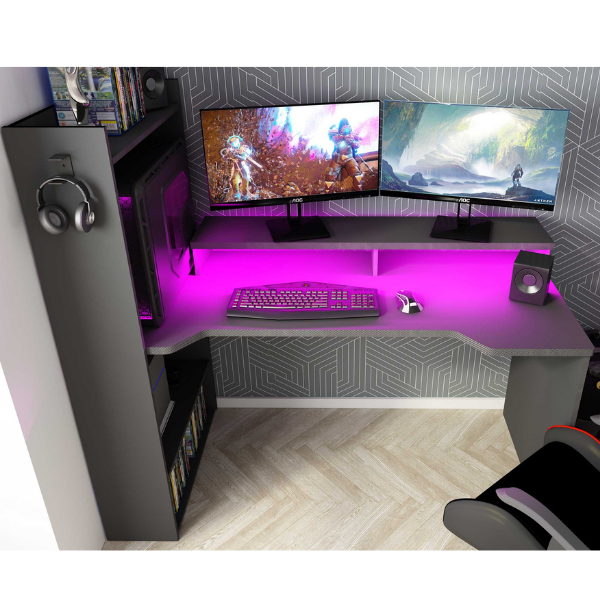 Emob Gaming Bureau Zayn 150x70x140cm Spaanplaat - Antraciet