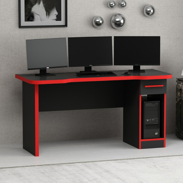 Emob Gamingbureau Met Opslagruimte Gunnar - 60x150x76 Cm - MDF/zwart