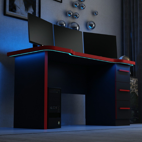 Emob Gamingbureau Met Opslagruimte Gunnar - 60x150x76 Cm - MDF/zwart