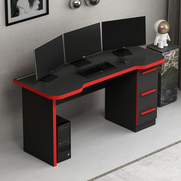 Emob Gamingbureau Met Opslagruimte Gunnar - 60x150x76 Cm - MDF/zwart