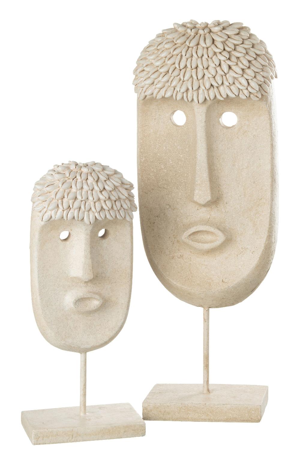 Emob Gezicht Staander Etnisch Steen/resine Beige Large