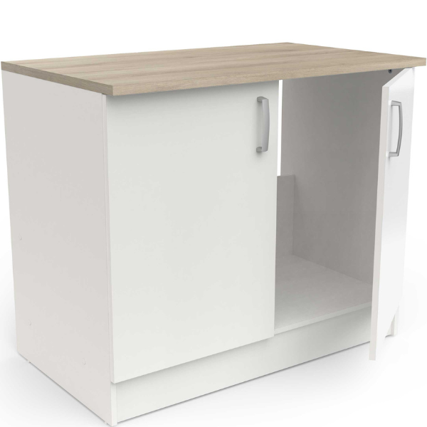 Emob Gootsteenonderkast Sofie 100 Cm 2 Draaideuren-Kronberg Eik/mat Wit