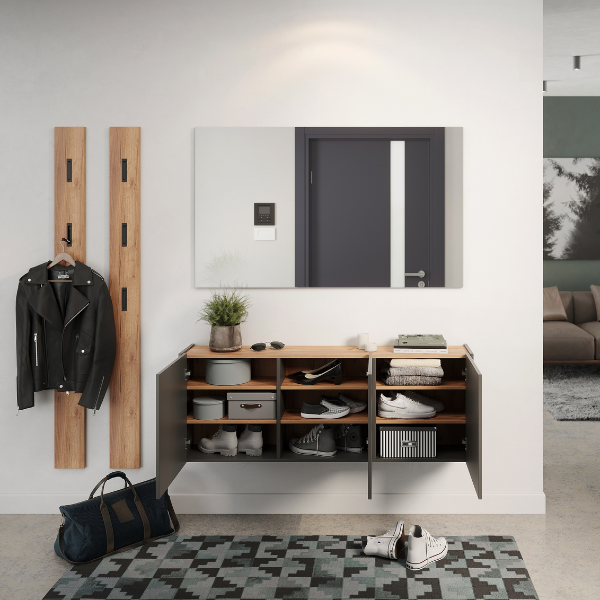 Emob Halkast Lydia - 138x25x52cm - 3 Deuren - Antraciet/eikdecor