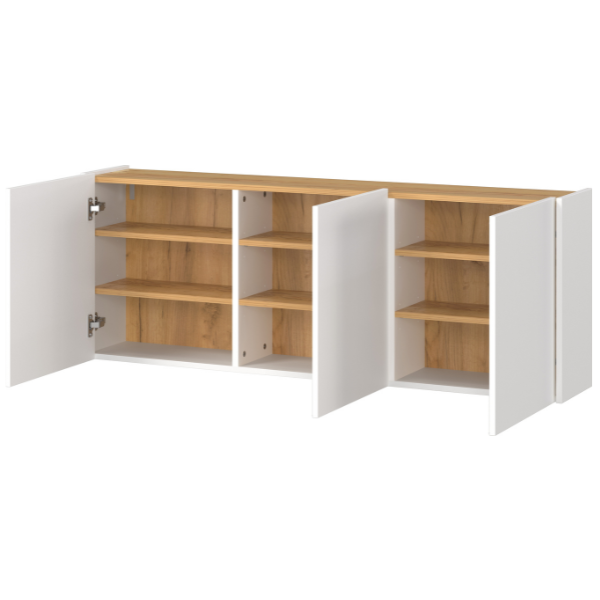Emob Halkast Lydia - 138x25x52cm - 3 Deuren - Wit/eikdecor
