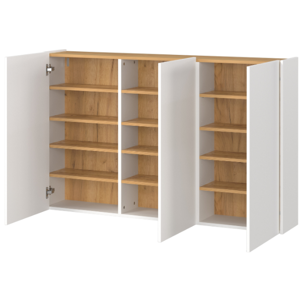 Emob Halkast Lydia - 138x25x87cm - 3 Deuren - Wit/eikdecor