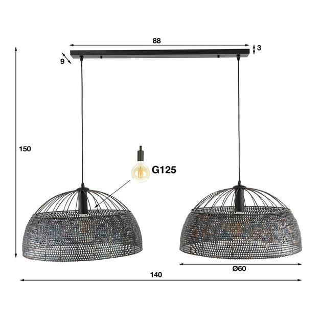 Emob Hanglamp Amory Voor 2 Lichtbronnen-bruin/zwart