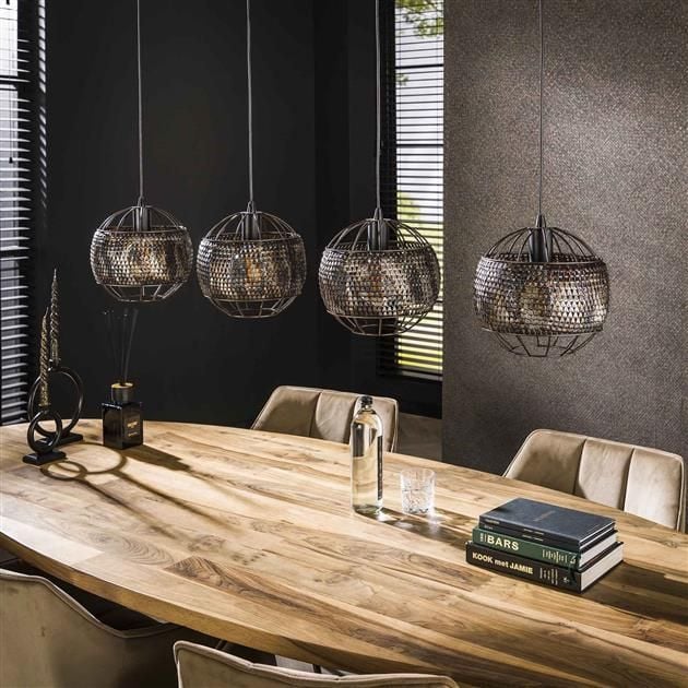 Emob Hanglamp Amory Voor 4 Lichtbronnen-bruin/zwart