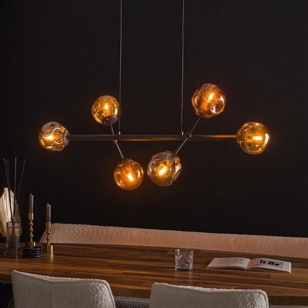 emob Hanglamp Atomium 110 cm-chroom goud en koperkleurig glas