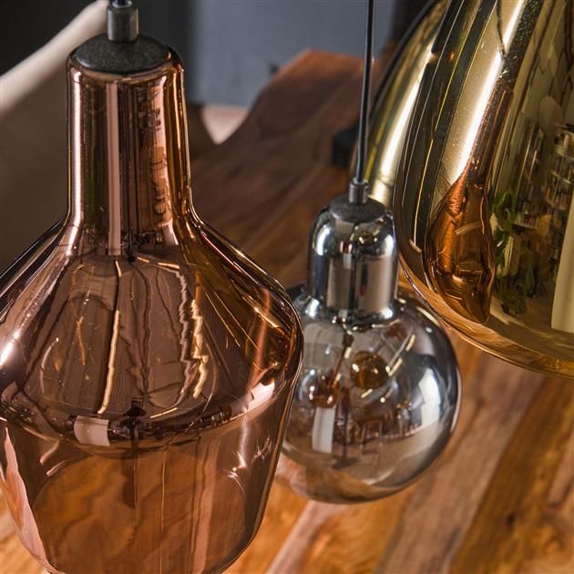 Emob Hanglamp Merveille 95 Cm-chroom Goud En Koperkleurig Glas