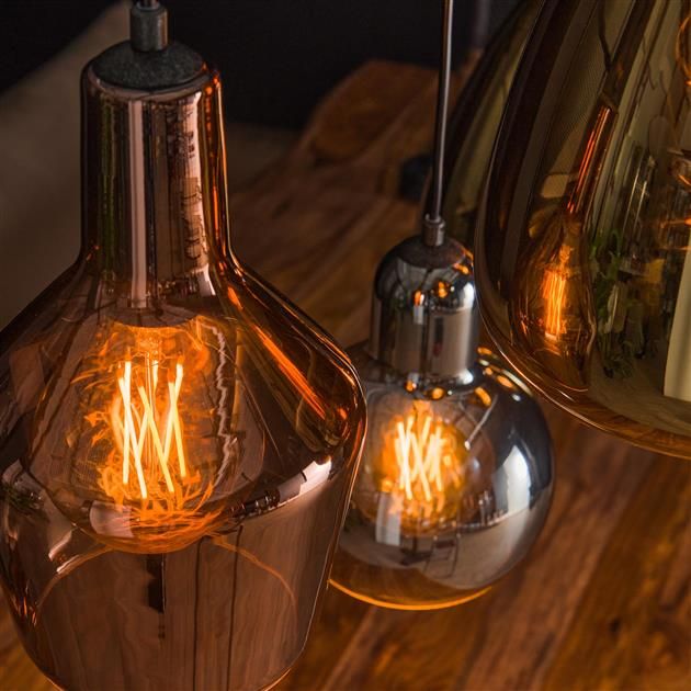 Emob Hanglamp Merveille 95 Cm-chroom Goud En Koperkleurig Glas