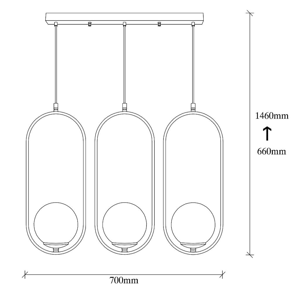 Emob Hanglamp Nitid - 70x15x146cm - Glas En Metaal - Zwart