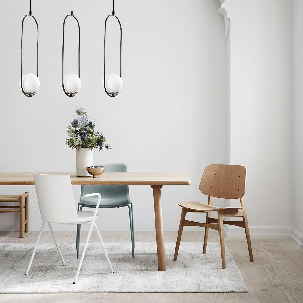 emob Hanglamp Nitid - 70x15x146cm - glas en metaal - zwart