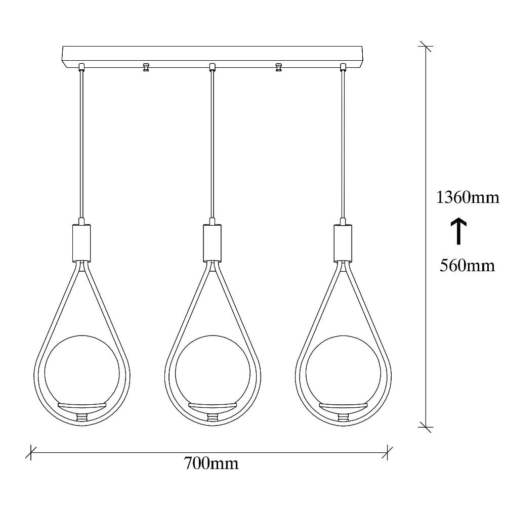 Emob Hanglamp Nitid - 70x15x146cm - Metaal En Glas - Zwart