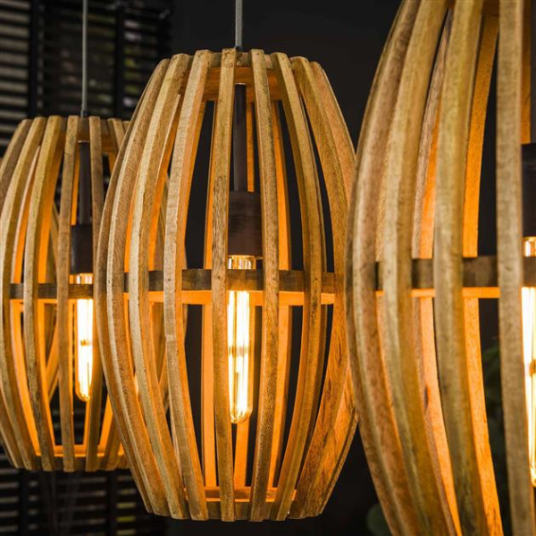 Emob Hanglampenset Henk - 25x135x150 Cm - Massief Mangohout