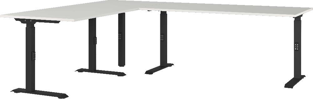 Emob Hoekbureau Cornel - 240x200x91cm - Verstelbaar - Lichtgrijs/zwart
