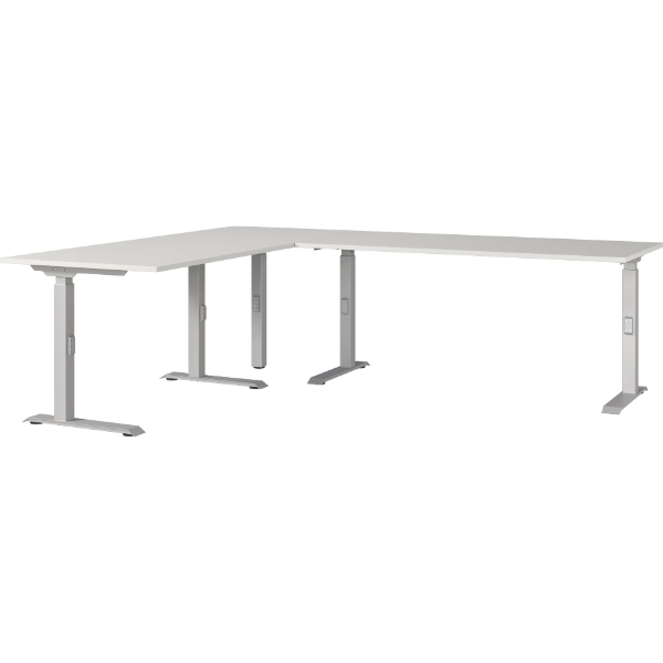 Emob Hoekbureau Cornel - 240x200x91cm - Verstelbaar - Lichtgrijs