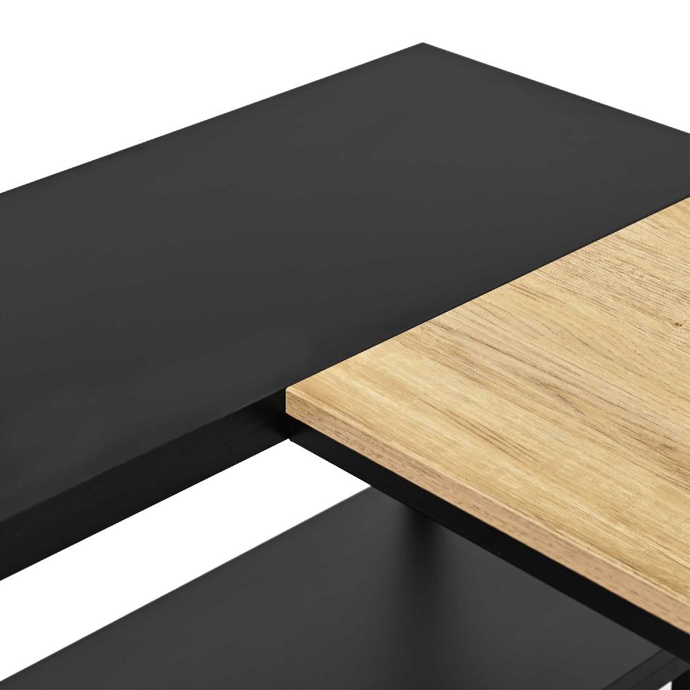 Emob Hoekbureau Schmitt - 110x80x76cm - Met Opbergruimte - Eikdecor/zwart