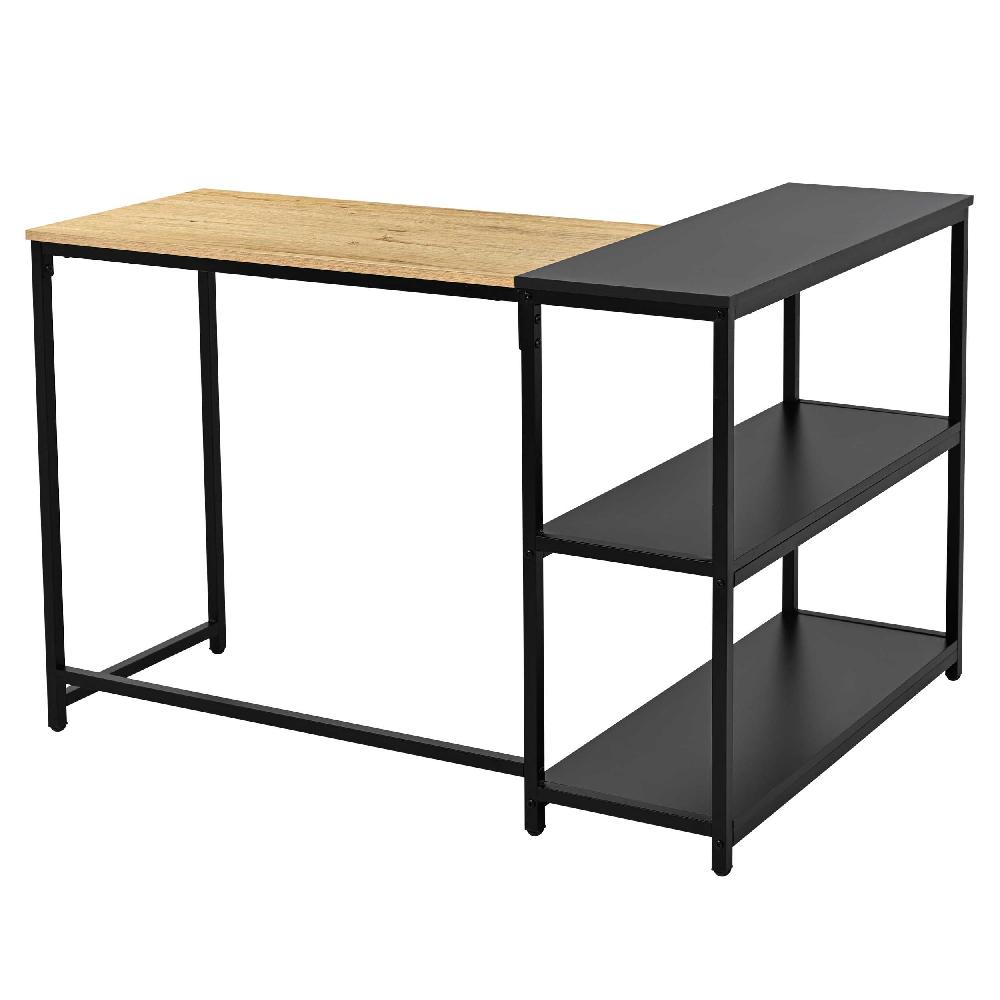 Emob Hoekbureau Schmitt - 110x80x76cm - Met Opbergruimte - Eikdecor/zwart