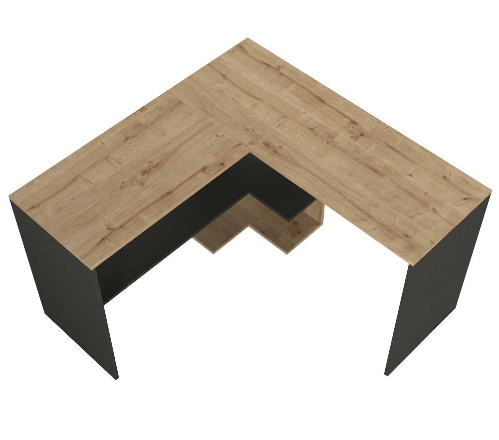 Emob Hoekbureau Stylo - 120x45x74cm - Met Opbergruimte - Eikdecor/antraciet