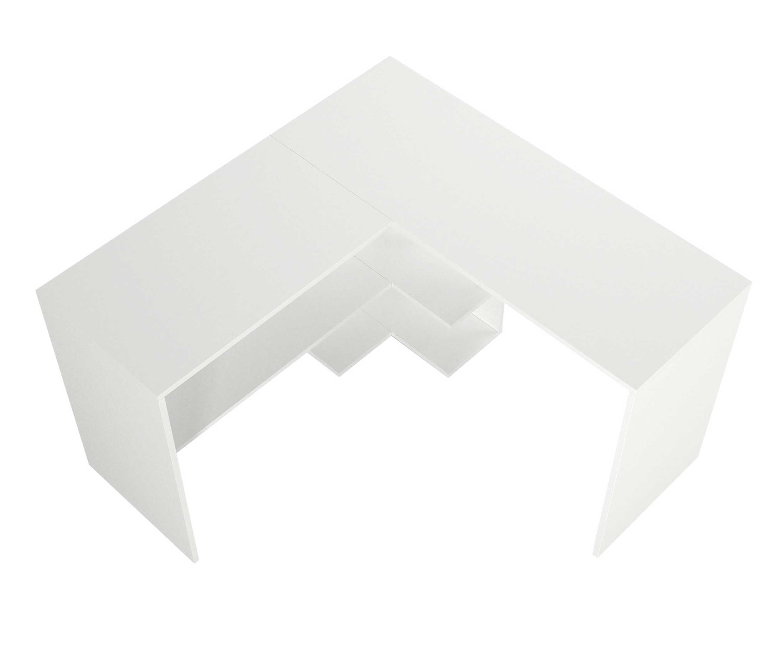 Emob Hoekbureau Stylo - 120x45x74cm - Met Opbergruimte - Wit