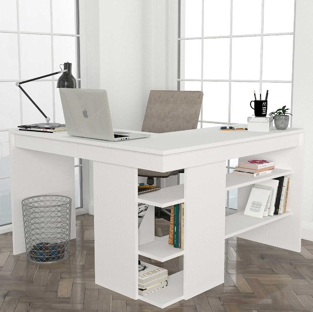 emob Hoekbureau Stylo - 120x45x74cm - met opbergruimte - wit