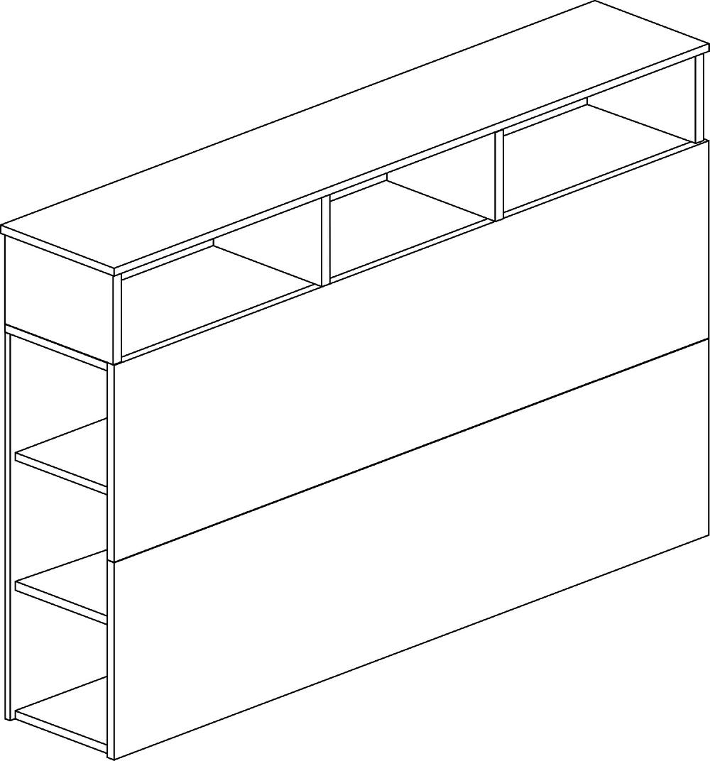 Emob Hoofdeinde Met Opbergruimte Keith 162cm - Lichte Eik/ Zwart