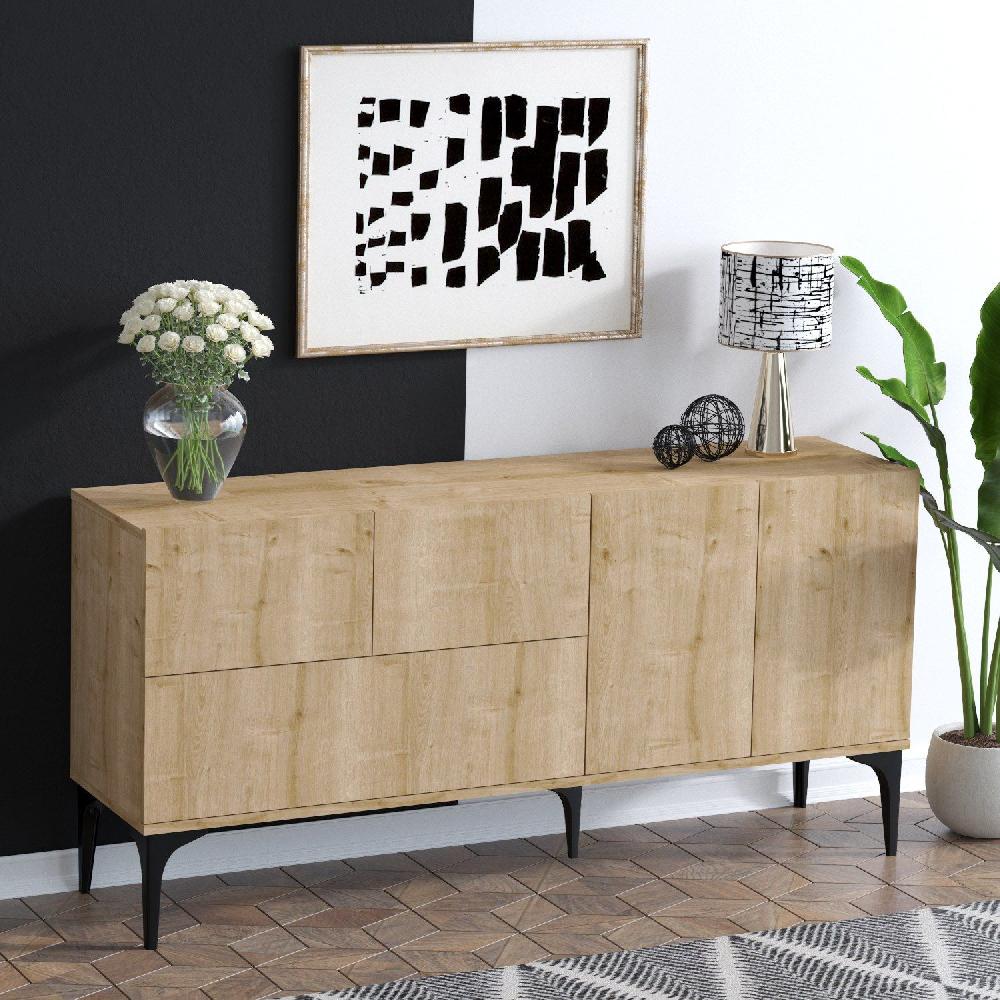 Emob Houten Fashion Console Eiken Zwart 150x75x35 Cm